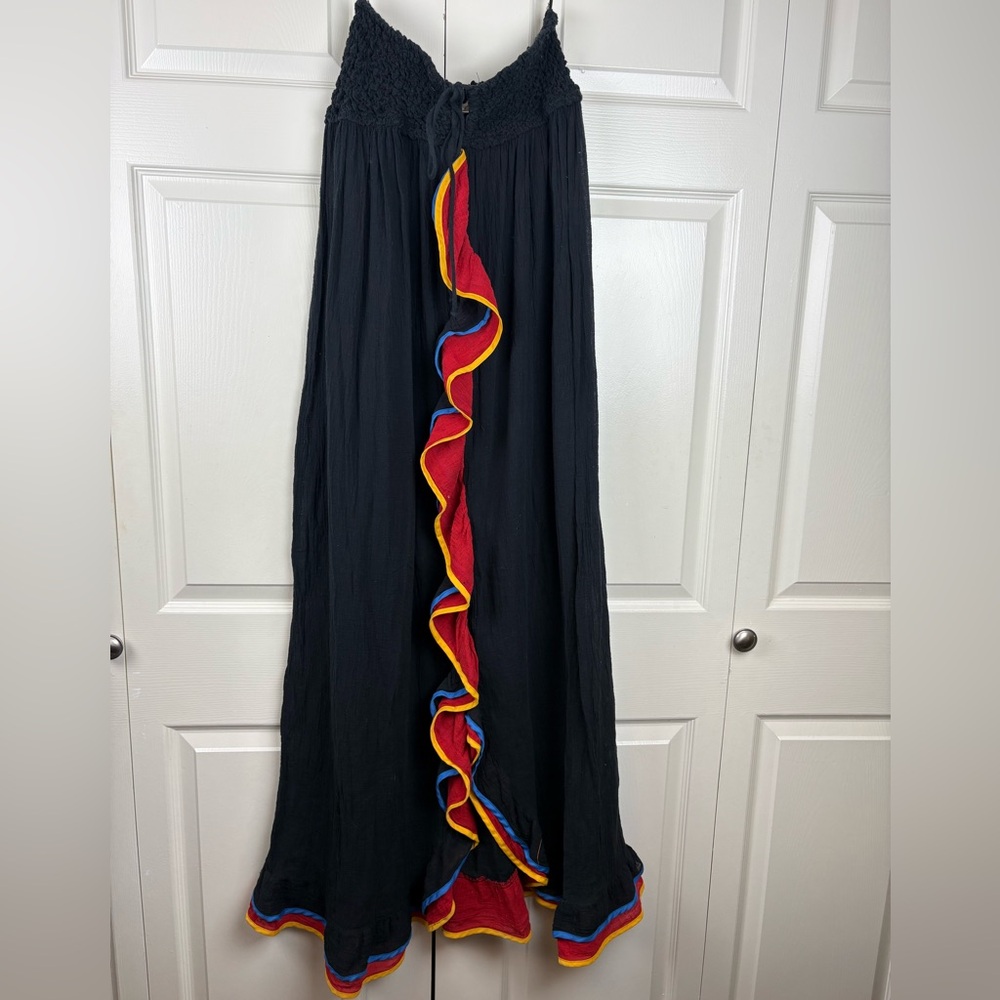 Vintage Patti Cappalli Bi-Rage 70s Boho Ruffle Maxi Dress Size small